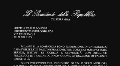 Lettera del Presidente della Repubblica Sergio Mattarella - Assemblea Generale 2018