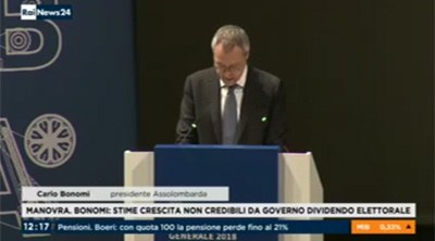 La relazione di Bonomi all'Assemblea Generale 2018 di Assolombarda - Servizio di RaiNews