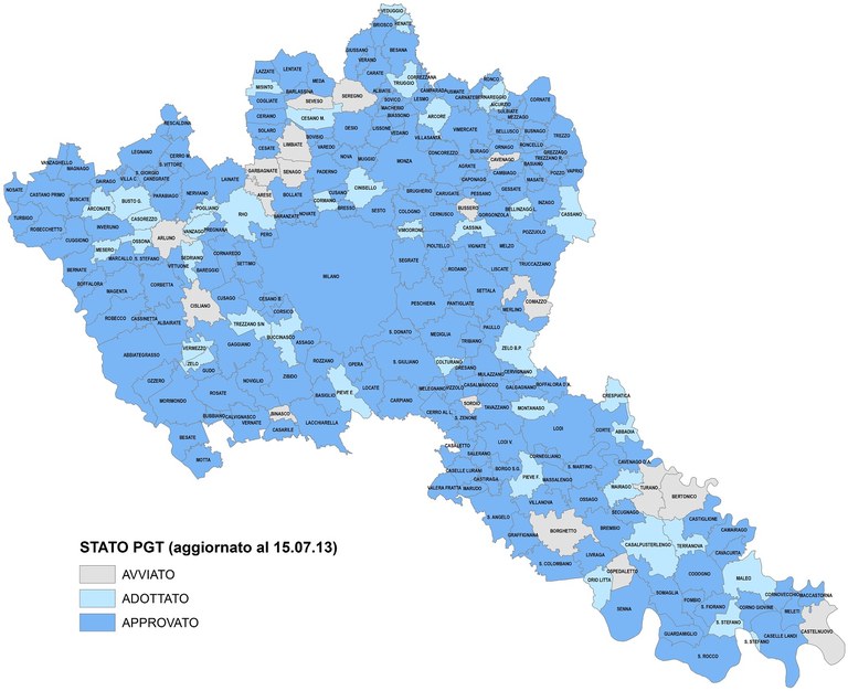 La situazione dei piani di governo del territorio dei comuni dell'area milanese.