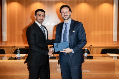 S.E. Hamad Sayah Al Mazrouei, Sottosegretario dell'Abu Dhabi Department of Economic Development e Alvise Biffi, Presidente di Assolombarda