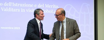 Il Ministro Valditara in visita a RoboLab. Spada: “Siamo un’eccellenza nazionale, ora lavoriamo per rafforzare le discipline tecnico-scientifiche”