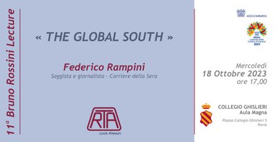 Bruno Rossini Lecture, undicesima edizione - "The Global South" con Federico Rampini 