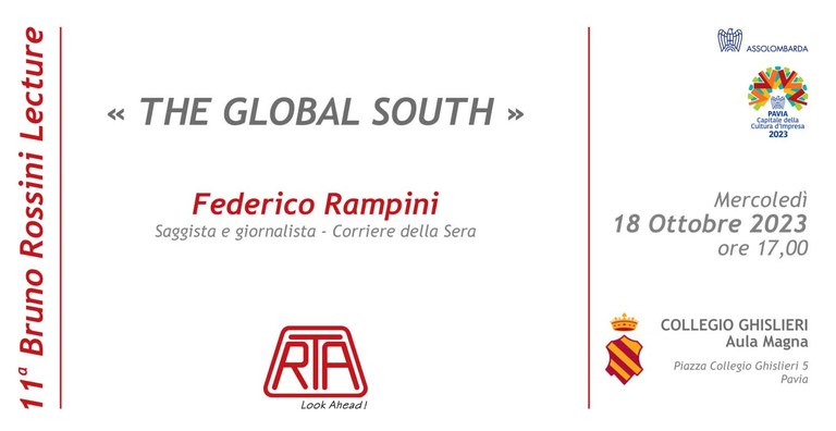 Bruno Rossini Lecture, undicesima edizione - "The Global South" con Federico Rampini 