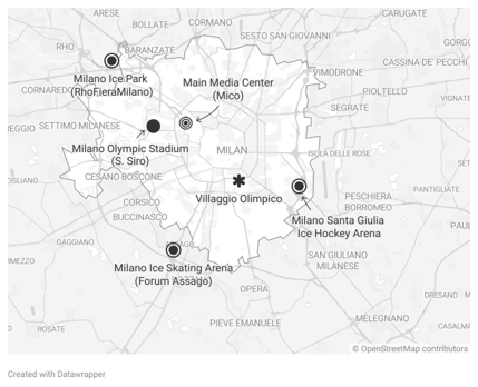 mappa siti olimpici milano